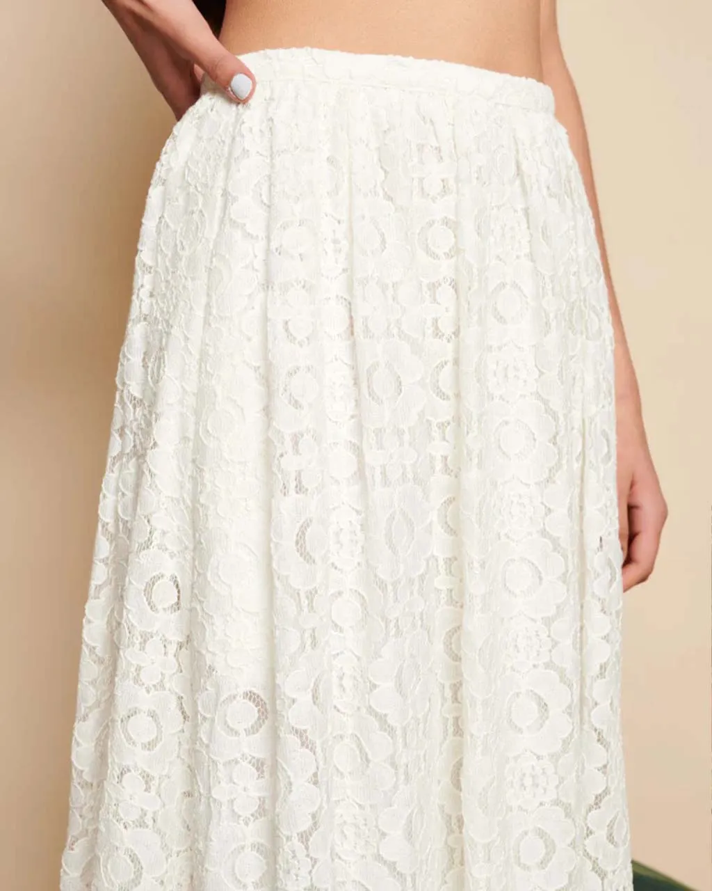 Vanilla Lace Midi Skirt