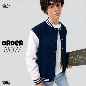 Varsity Jacket Navy Blue and White