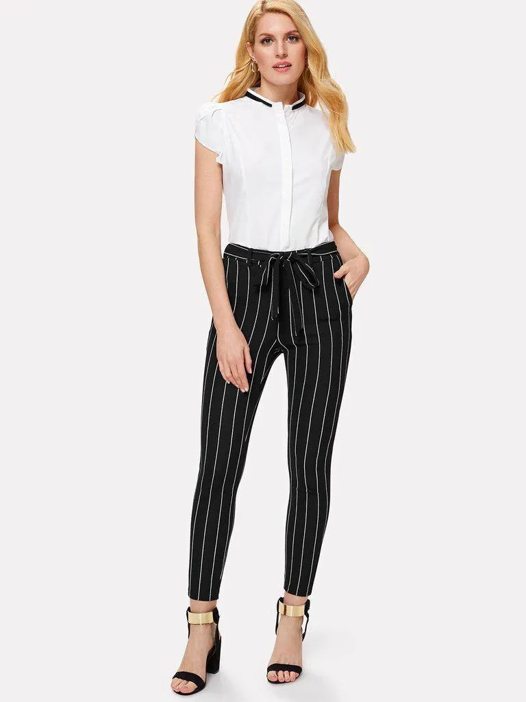 Vertical Striped Skinny Pants