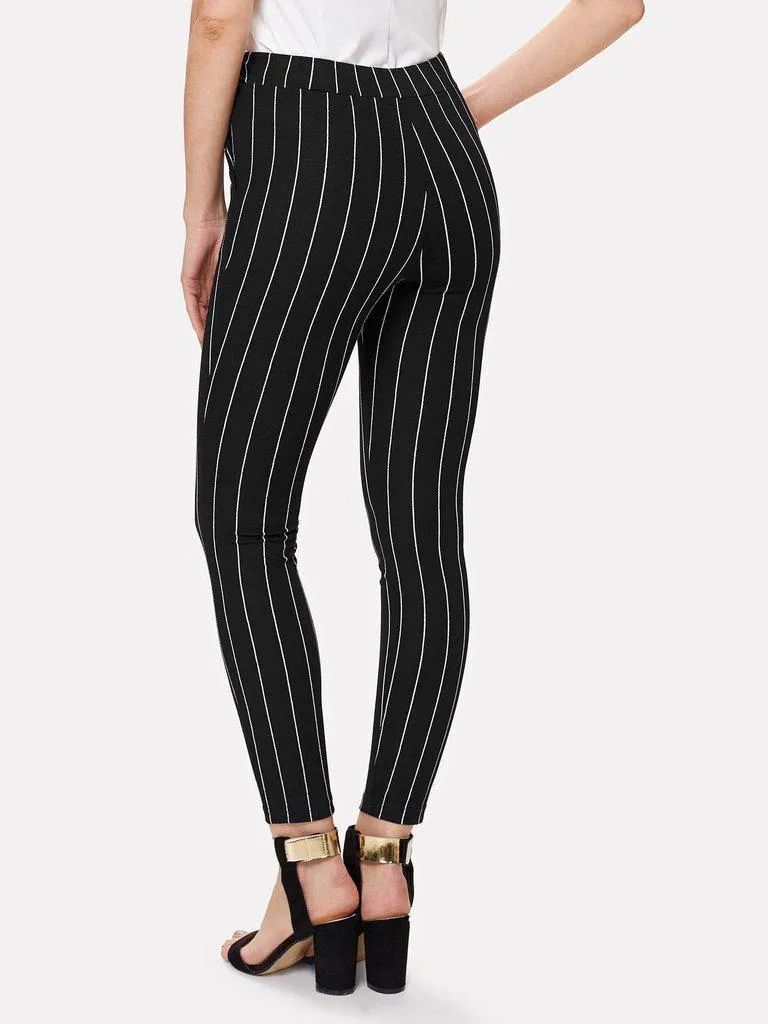 Vertical Striped Skinny Pants