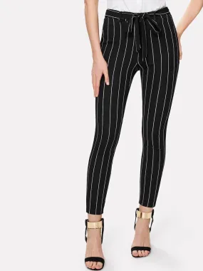 Vertical Striped Skinny Pants