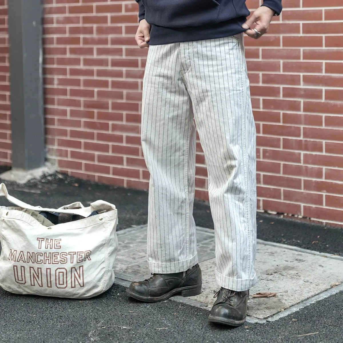 Vintage 50s Mechanic Work Pants with Railroad Carpenter Stripe