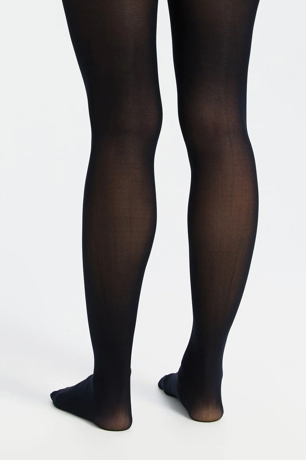 Women Black And Beige Basic Tights Set (Pack Of 2)