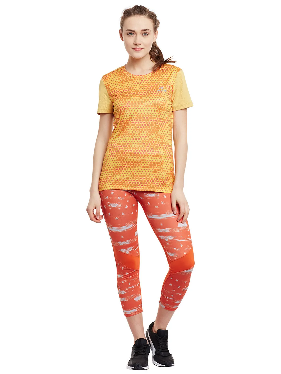 Women Orange Printed Legging