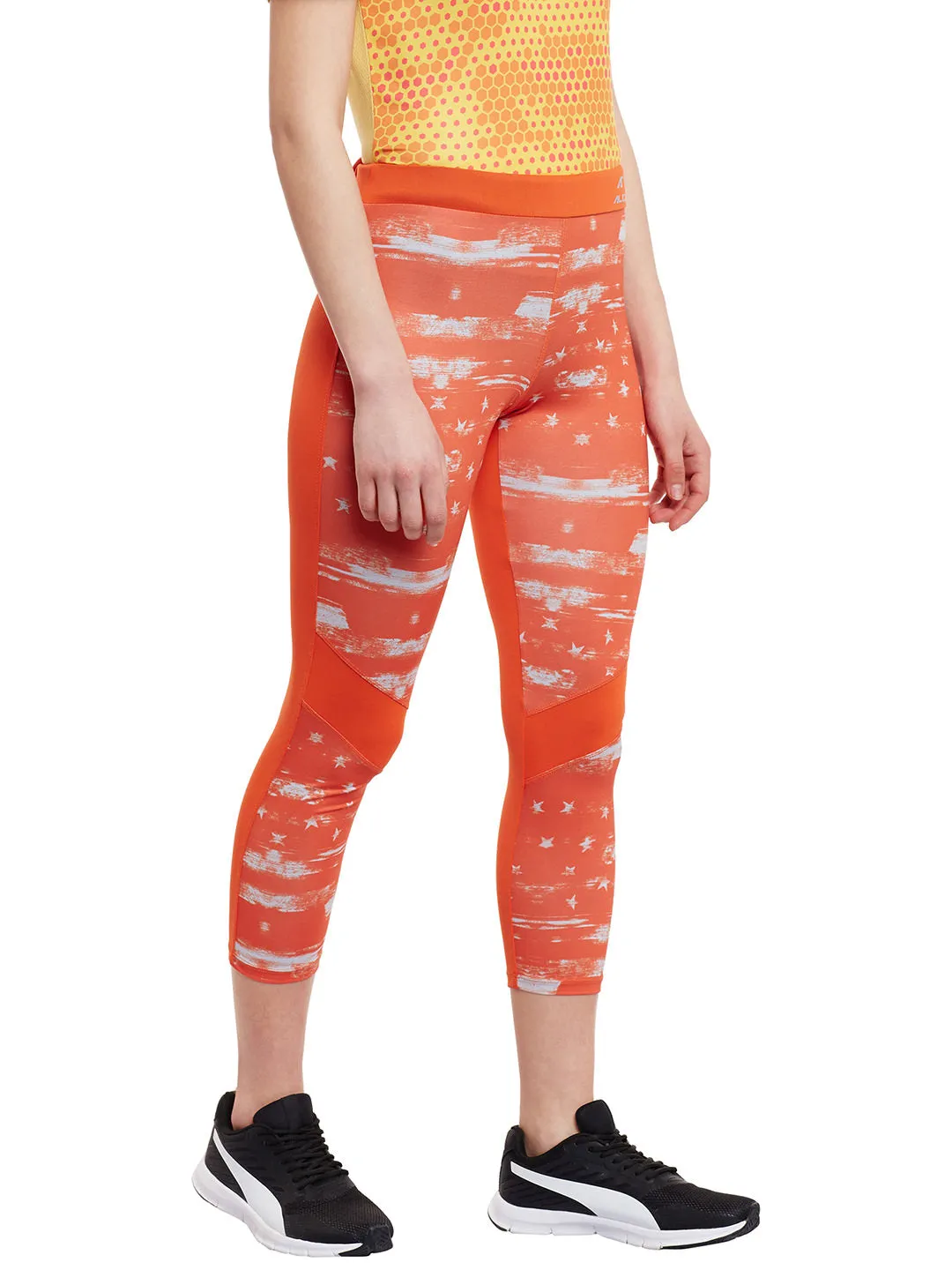 Women Orange Printed Legging