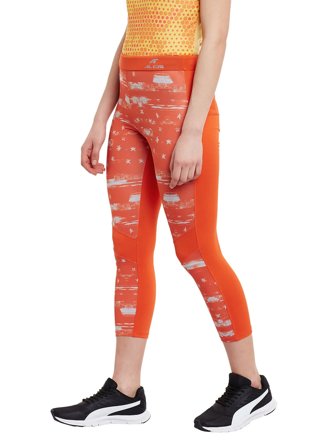 Women Orange Printed Legging