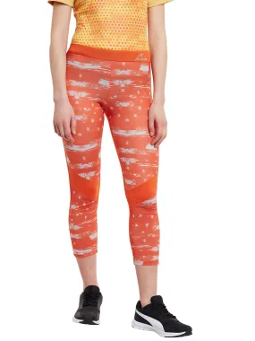 Women Orange Printed Legging