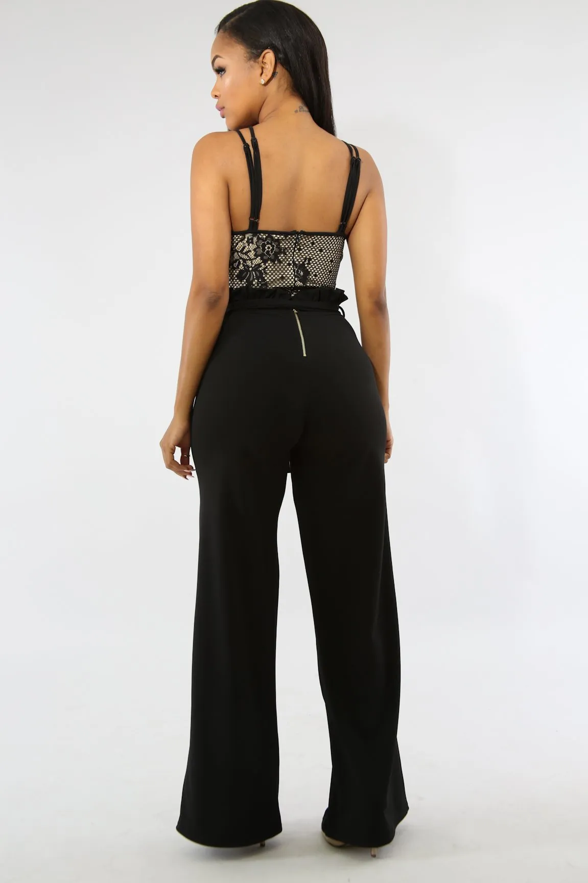 Women's Black Palazzo Wide-Leg Pant