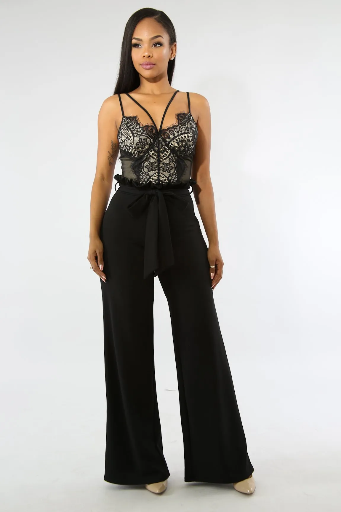 Women's Black Palazzo Wide-Leg Pant