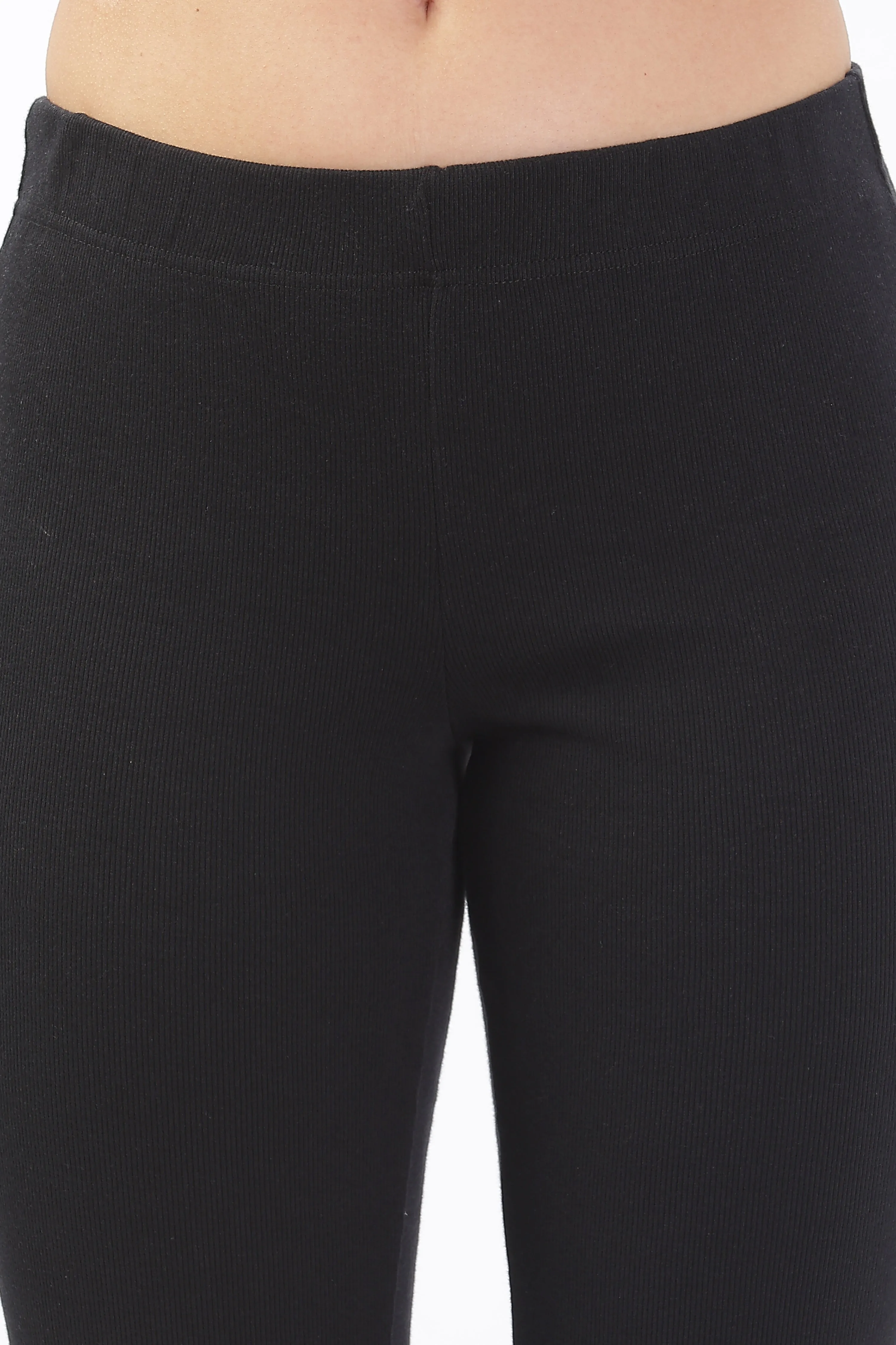 Women's Cotton Slim Flared Stretchy and Comfort Fit Pant (Black)