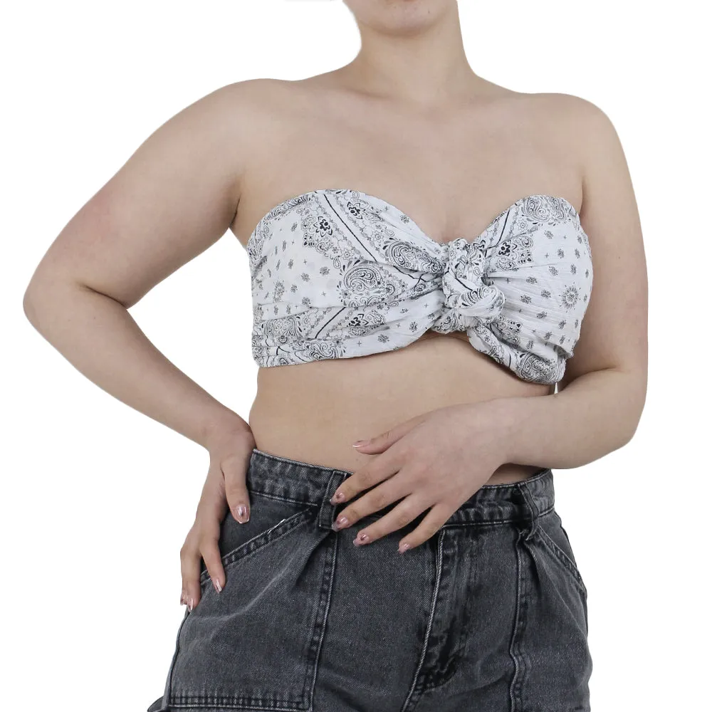 Women's Printed Crop Top,White