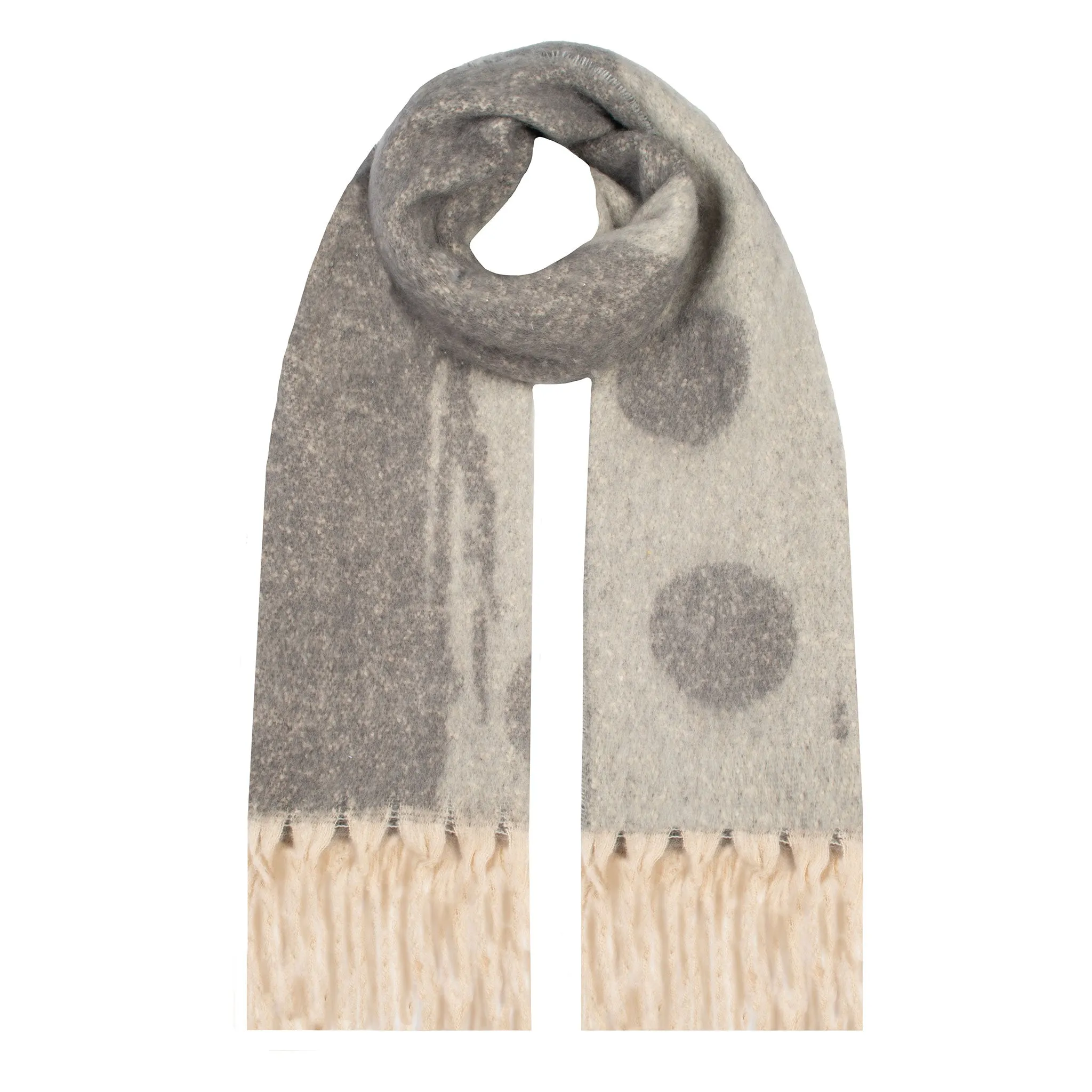 Women’s Reversible Spotty Blanket Scarf with Tassels