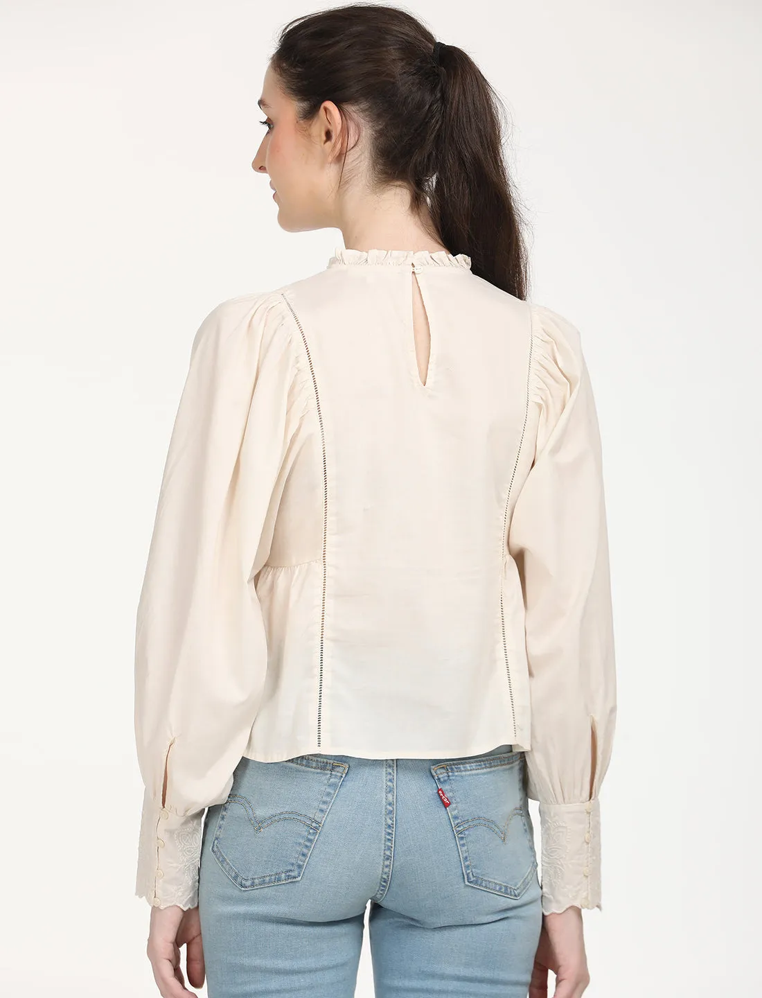 Women's Solid Off-White Top