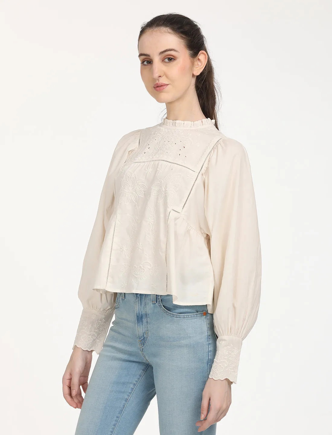 Women's Solid Off-White Top