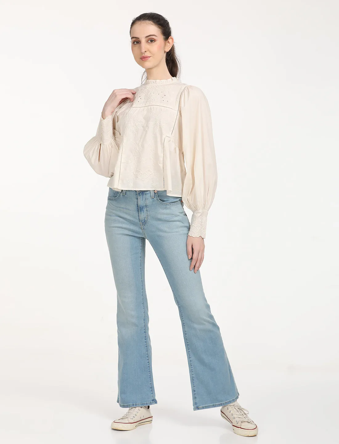 Women's Solid Off-White Top