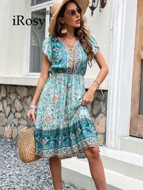 Women's Summer Midi Boho Floral Print