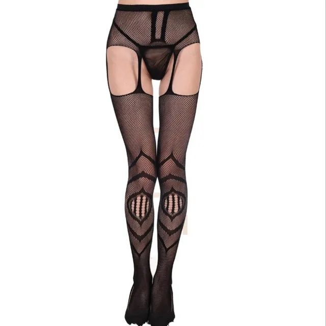 Women's suspender fishnet tights stockings  high waist net pantyhose, yarns sexy Garter net hose  fishnet tights