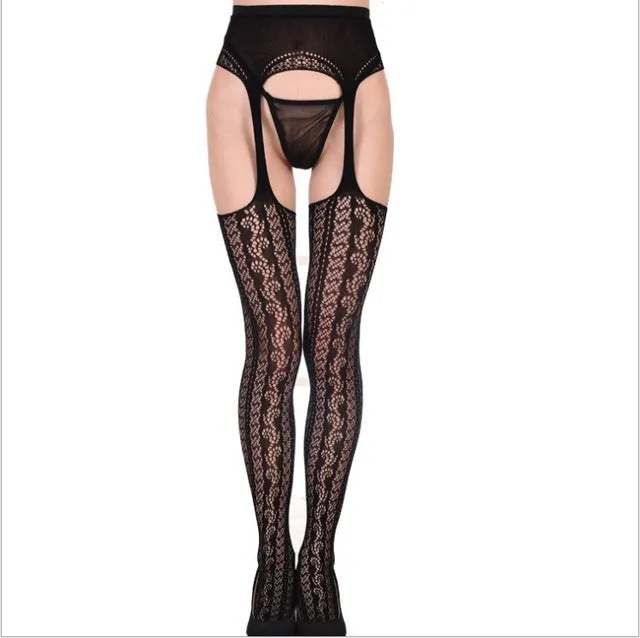 Women's suspender fishnet tights stockings  high waist net pantyhose, yarns sexy Garter net hose  fishnet tights