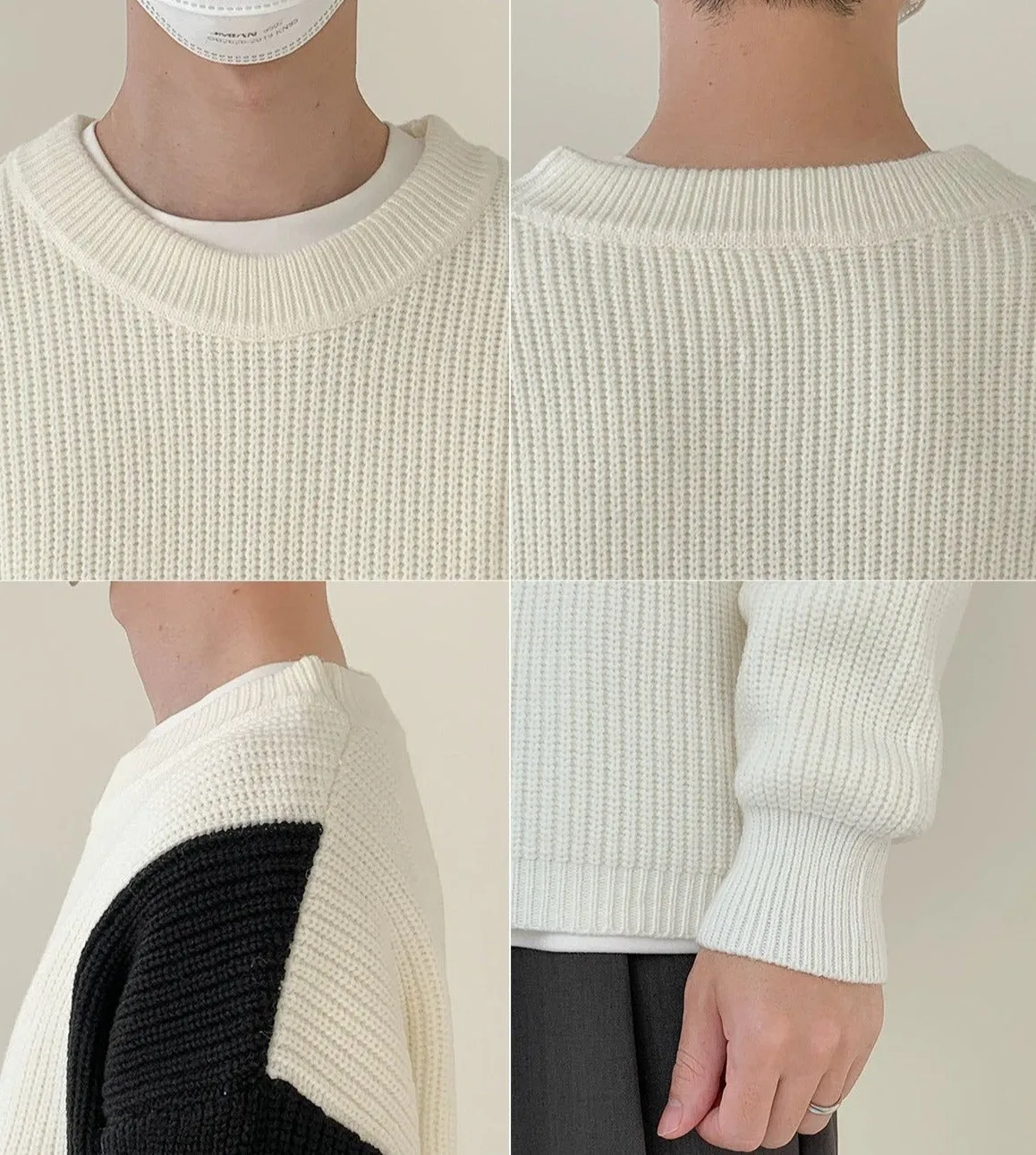 Zhou Contrast Blades Textured Sweater