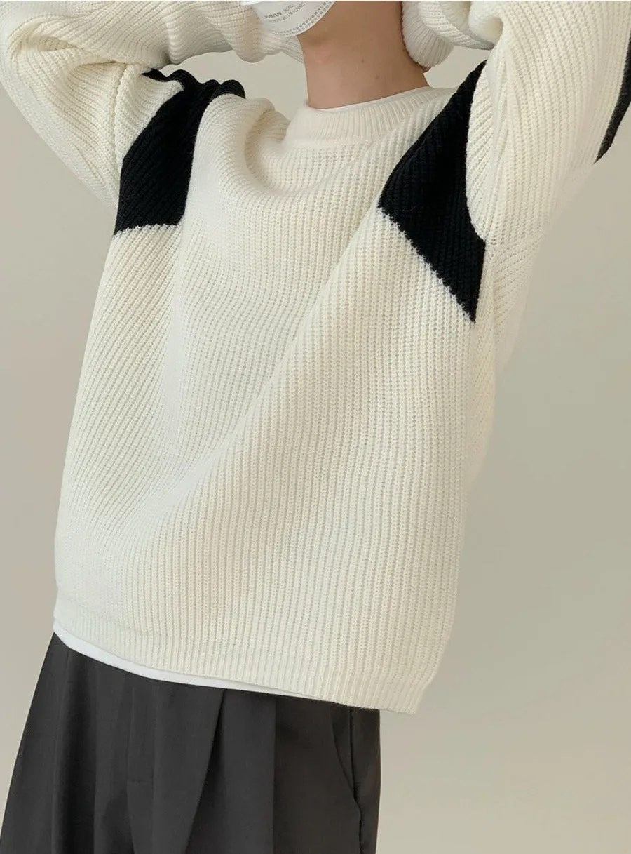 Zhou Contrast Blades Textured Sweater