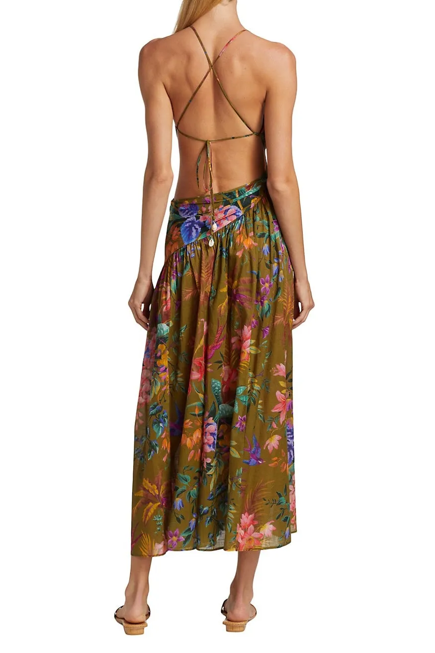 Zimmermann Tropicana Asymmetric Dress - Khaki Floral