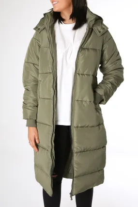 Zoe Longline Puffer Khaki